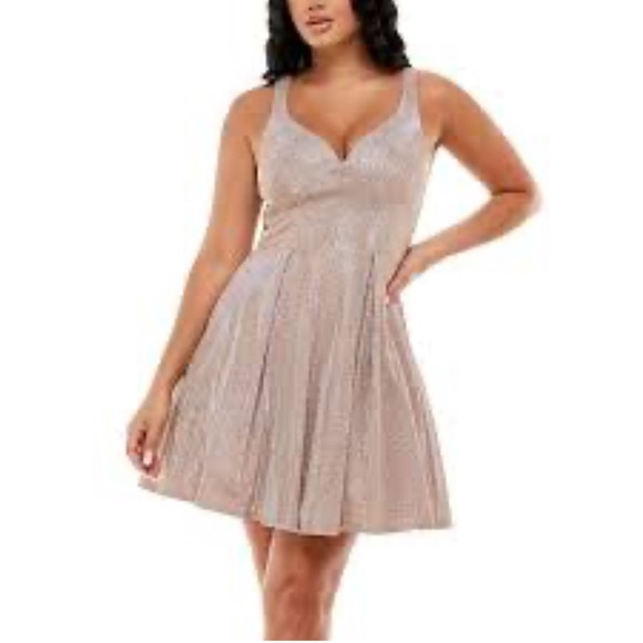 B. Smart Dresses & Skirts - B Smart Rose Gold Fit‎ Flare Mini Dress